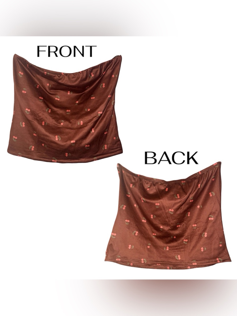 Cherry Print Brown Bandeau Top - Women Intimates & Sleepwear